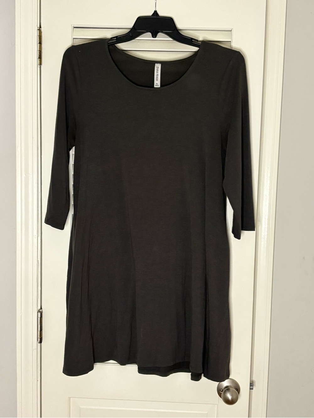 Solid Grey Scoop Neck Tunic Dress
